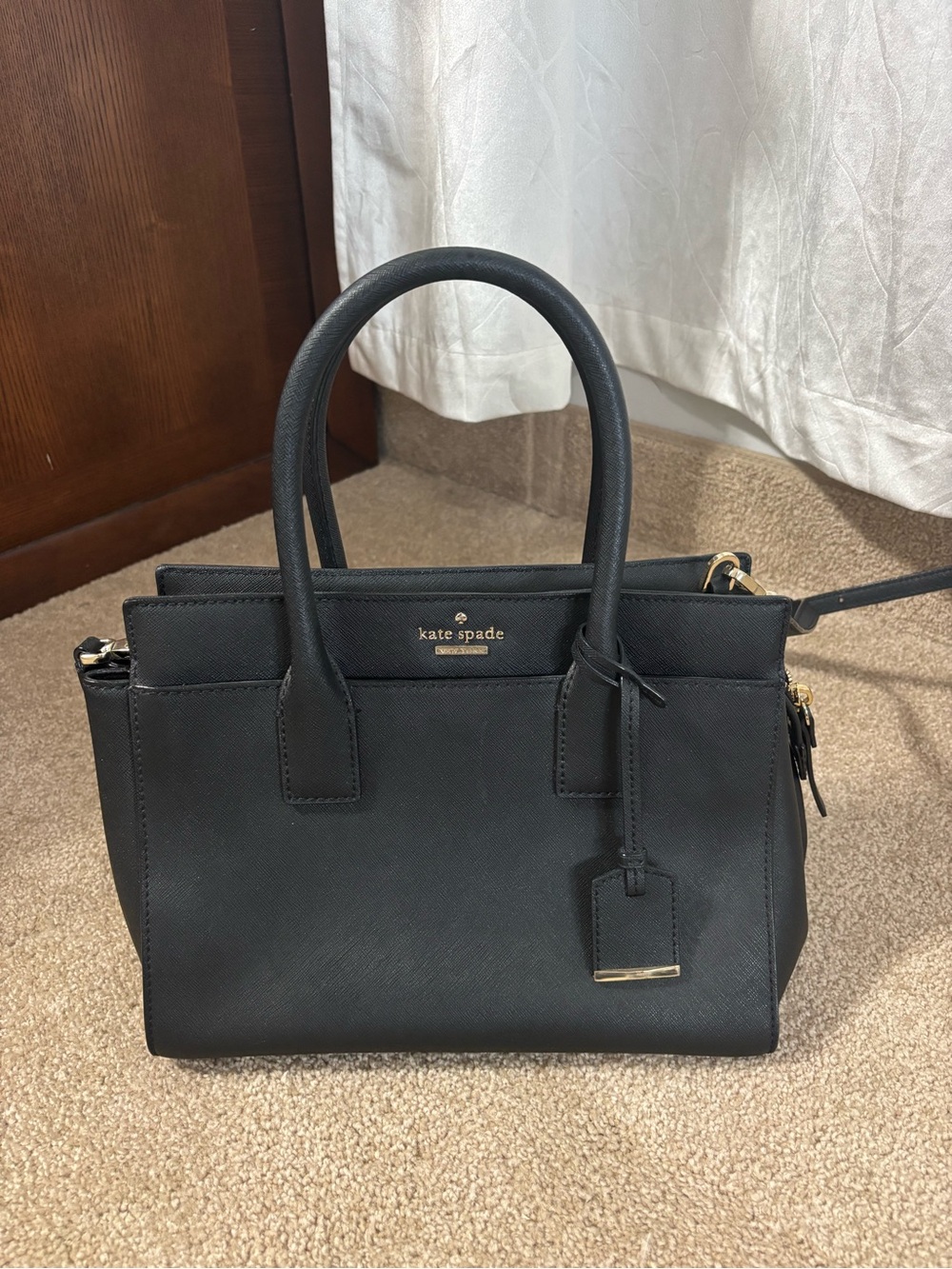 kate spade Black Leather Mini Satchel with Gold Hardware